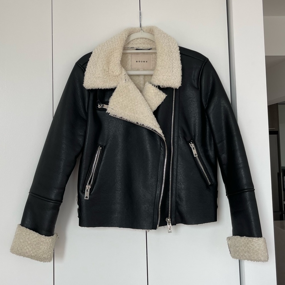 Blank NYC Faux Shearling Leather Jacket Size S